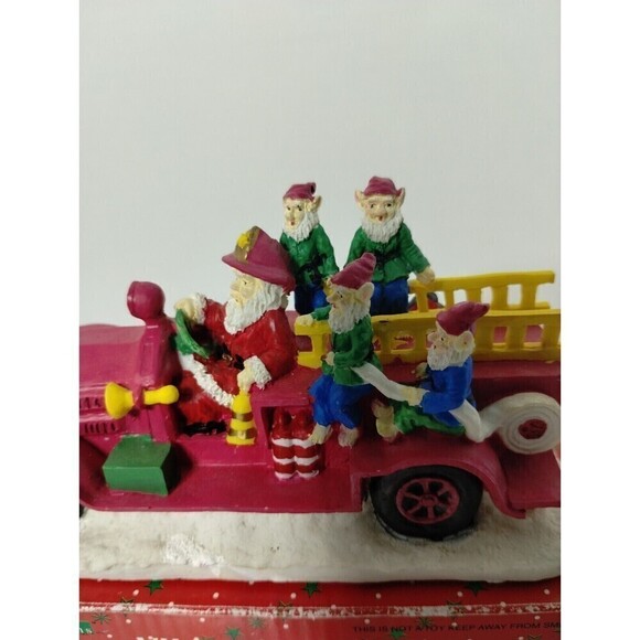 Christmas SANTA Firetruck First Aid with Elves Ceramic Parade with‎ original box - Picture 6 of 7